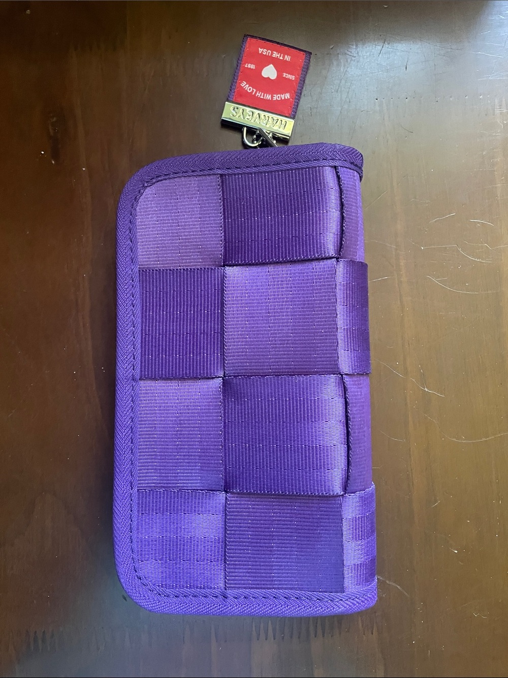 Harveys Mulberry Purple Woven Zip Classic Wallet - Picture 2 of 4